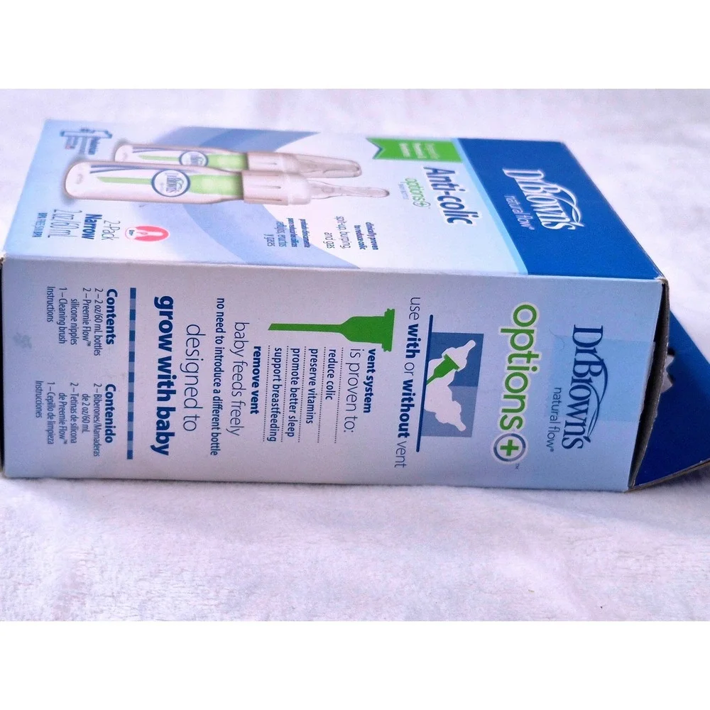 Dr. Brown's 2oz Options+ Anti‑Colic Narrow Baby Bottles Preemie Flow – New